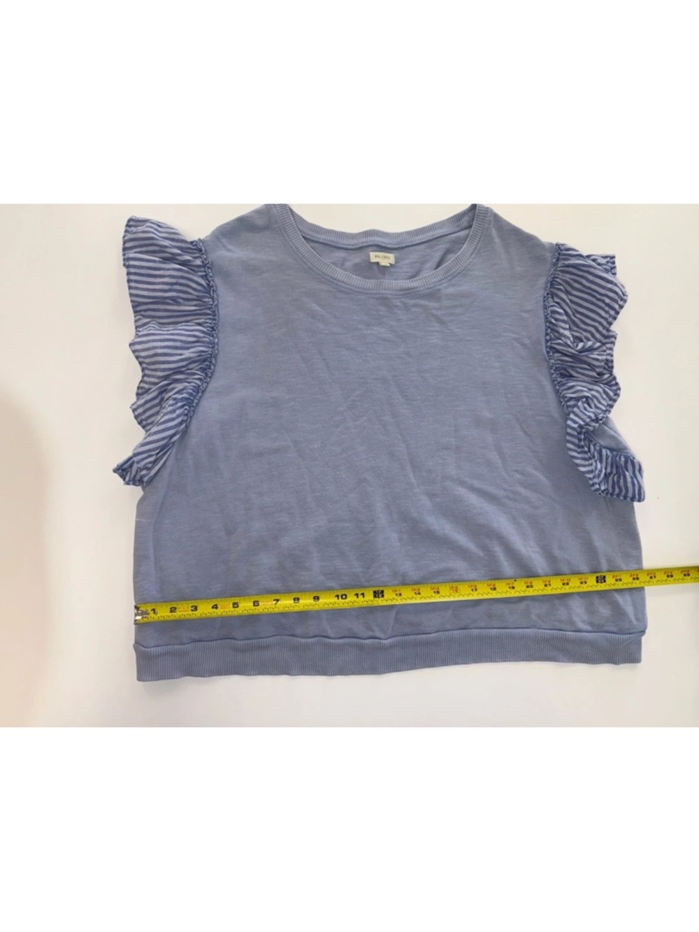 Anthropologie Pilcro Chambray Flutter-Sleeve Sweatshirt Tee 2X 100% Cotton - Picture 4 of 7
